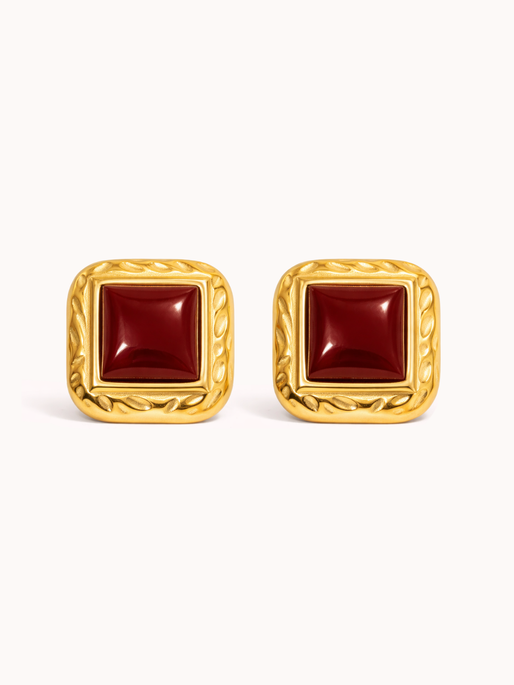 Block Earrings in Burgundy