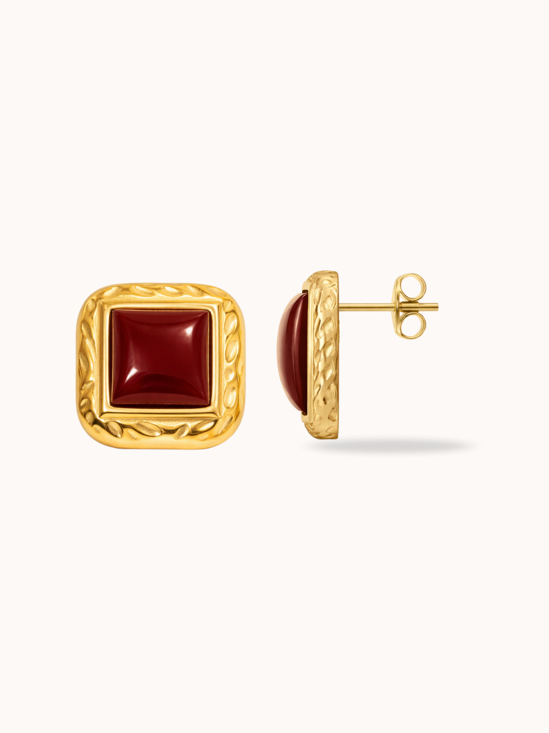 Block Earrings in Burgundy