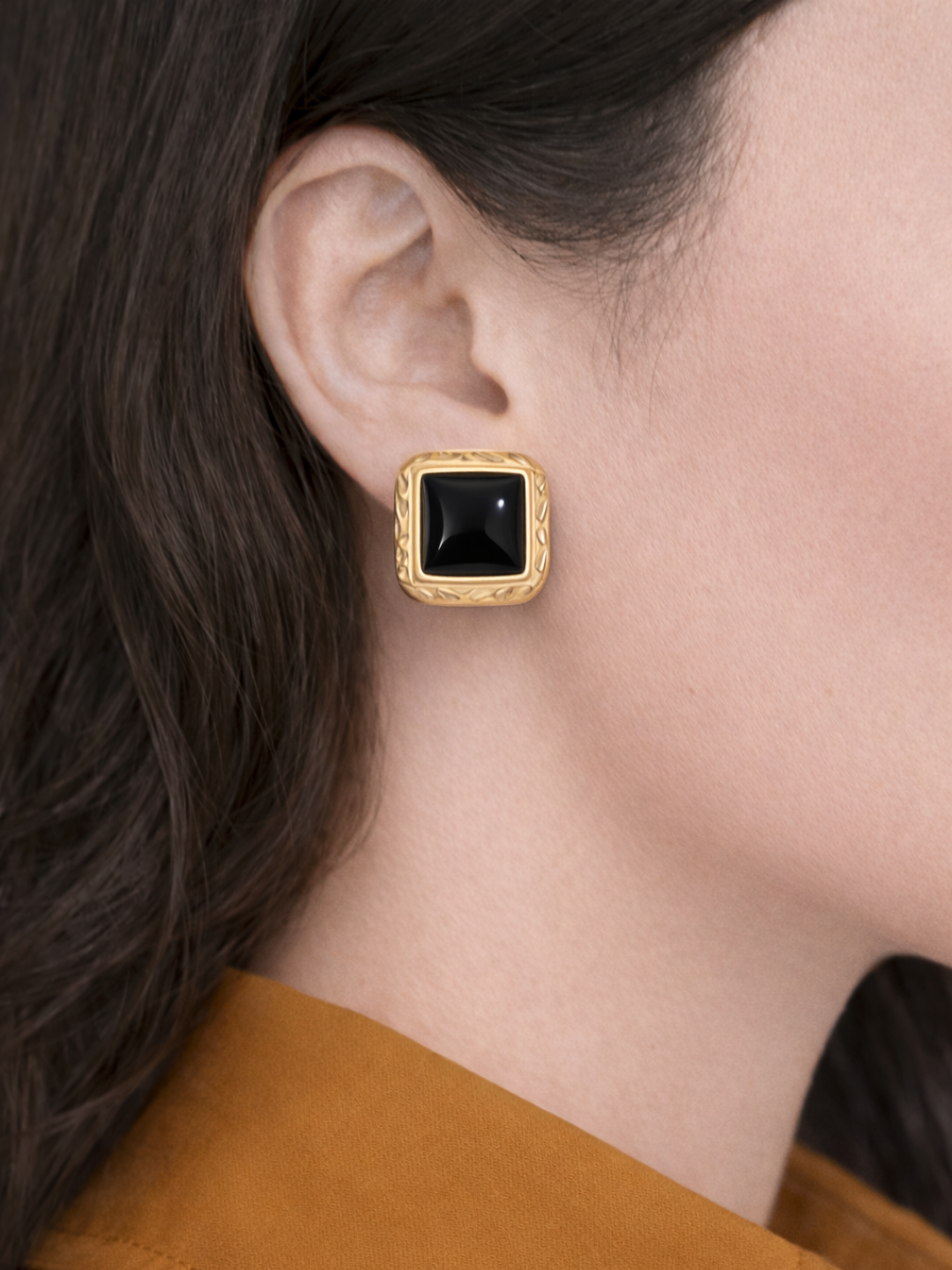 Block Earrings in Black