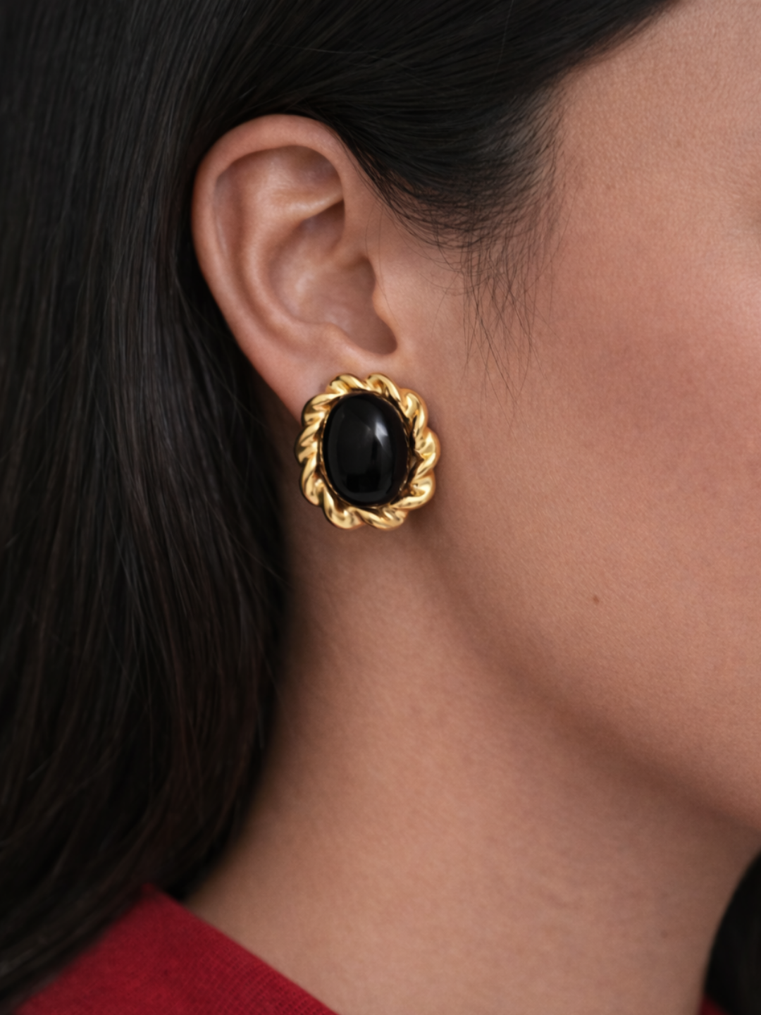 Gilded Bloom Earrings in Black