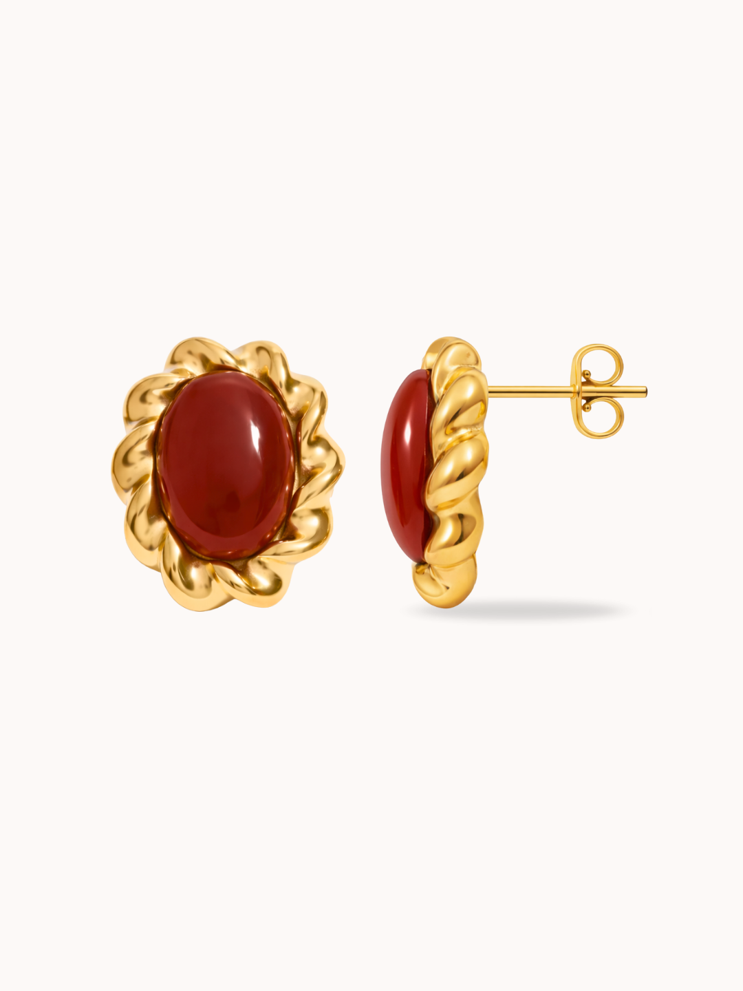 Gilded Bloom Earrings in Burgundy