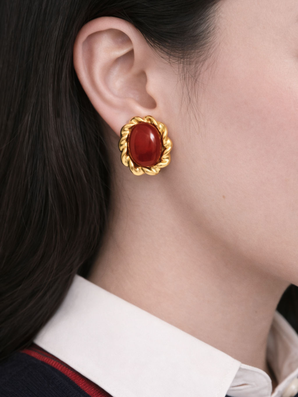 Gilded Bloom Earrings in Burgundy