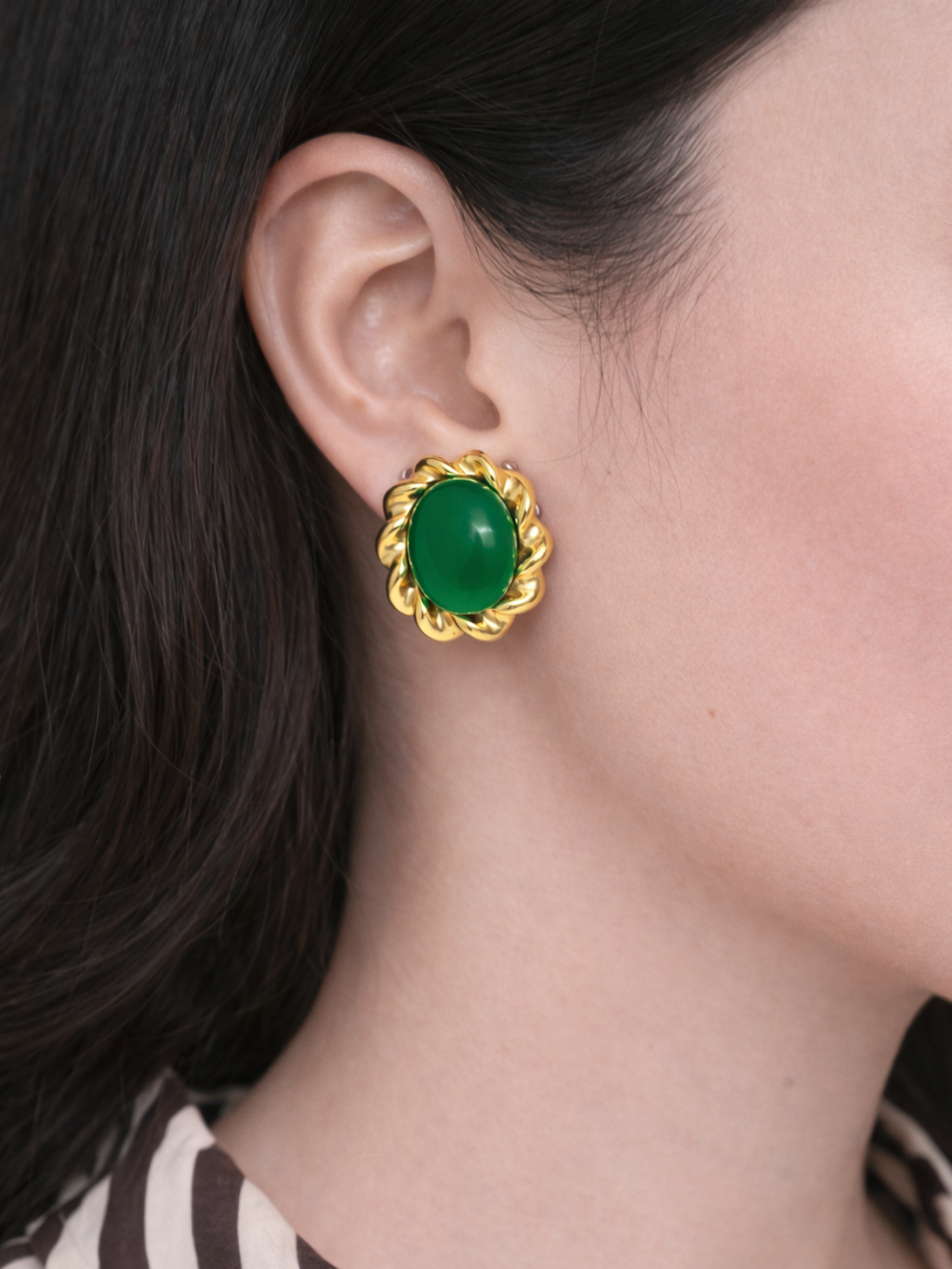 Gilded Bloom Earrings in Green