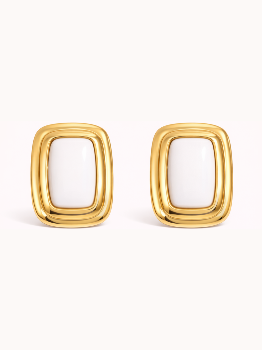 Sculpted Frame Earrings in White