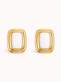 Sculpted Frame Earrings in White