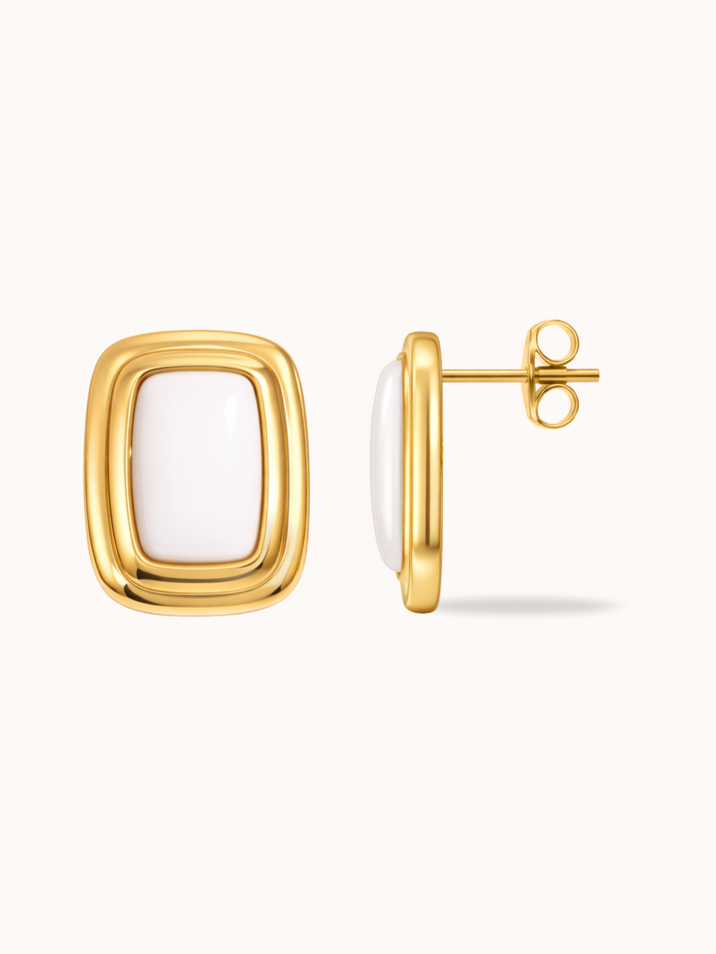 Sculpted Frame Earrings in White