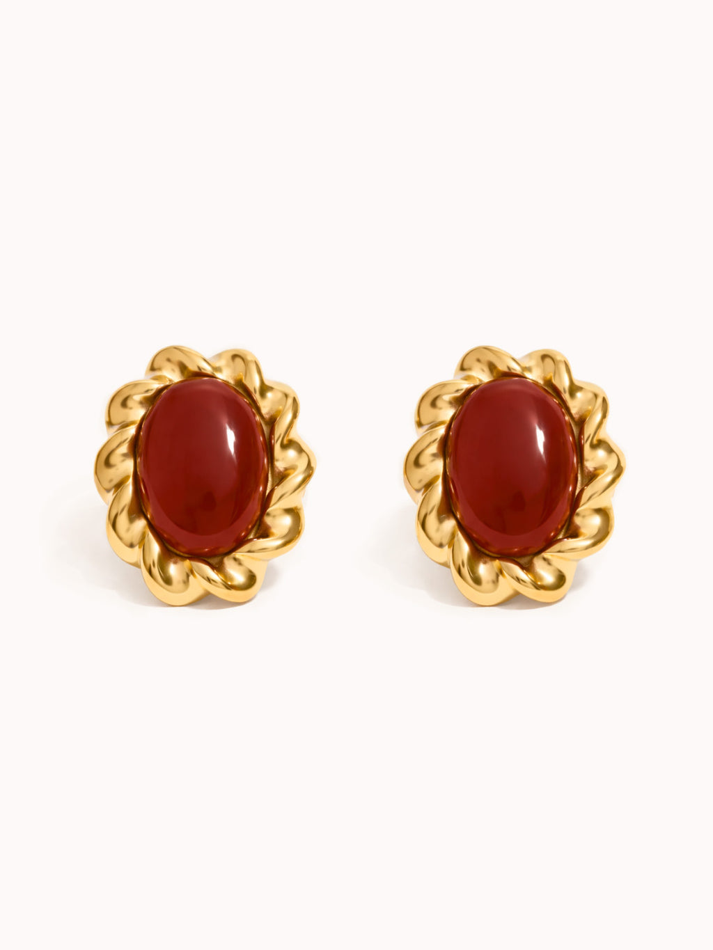 Gilded Bloom Earrings in Burgundy