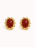 Gilded Bloom Earrings in Burgundy